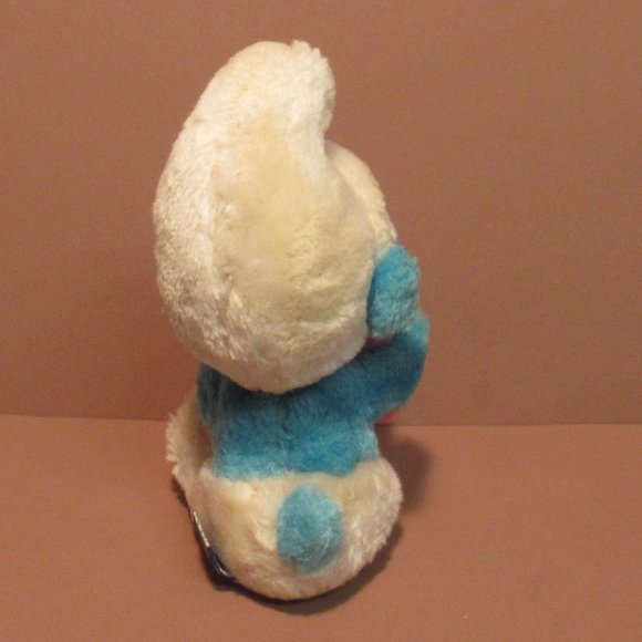 Vintage 1983 BABY SMURF Plush with Present Gift Wallace Berri Peyo 7" - Picture 2 of 3